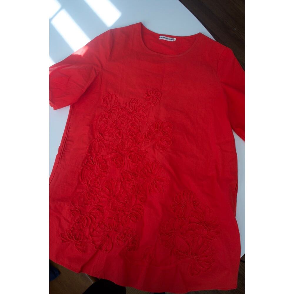 Coral Floral Cotton Oversized Mini Dress